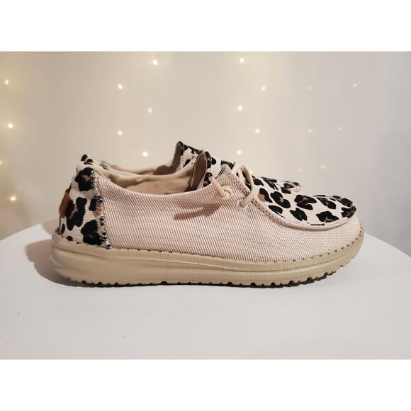 Hey Dude Wendy Funk Leo Safari Lace Up Slip On Canvas Comfort Shoes Womens 6 - Picture 4 of 10